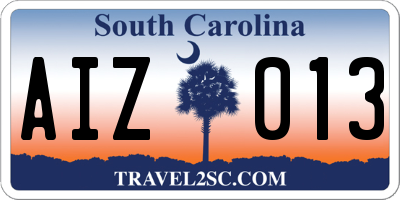 SC license plate AIZ013