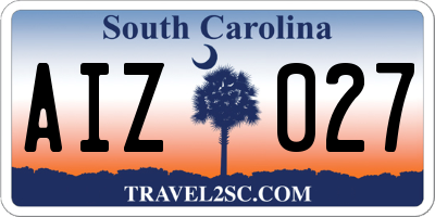 SC license plate AIZ027