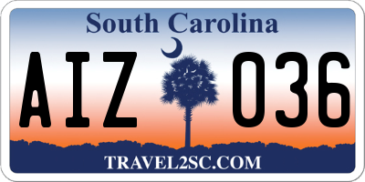 SC license plate AIZ036