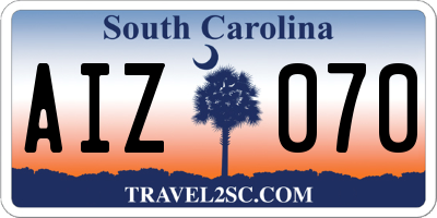 SC license plate AIZ070