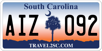SC license plate AIZ092