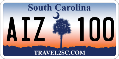 SC license plate AIZ100