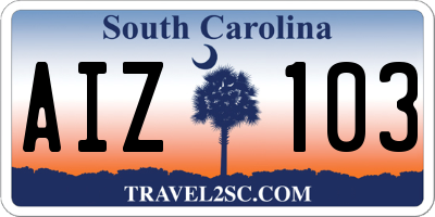 SC license plate AIZ103