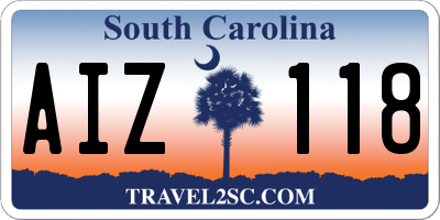 SC license plate AIZ118
