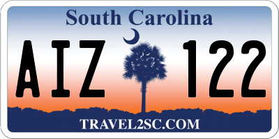 SC license plate AIZ122