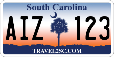 SC license plate AIZ123