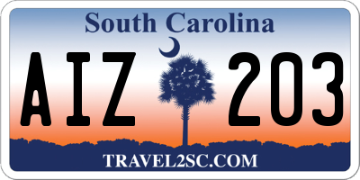 SC license plate AIZ203