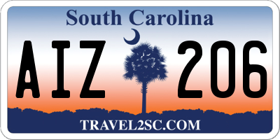 SC license plate AIZ206