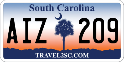 SC license plate AIZ209