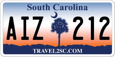 SC license plate AIZ212