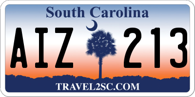 SC license plate AIZ213