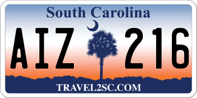 SC license plate AIZ216
