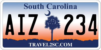 SC license plate AIZ234