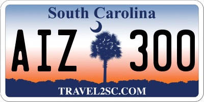 SC license plate AIZ300