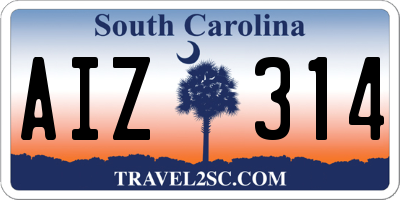 SC license plate AIZ314