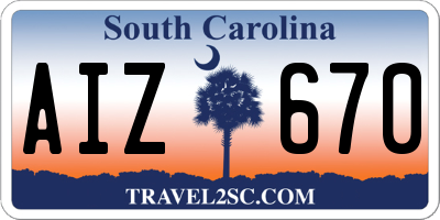 SC license plate AIZ670