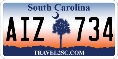 SC license plate AIZ734