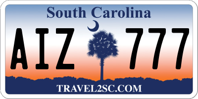 SC license plate AIZ777