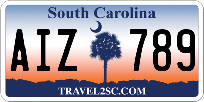 SC license plate AIZ789