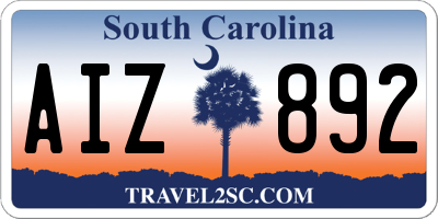 SC license plate AIZ892