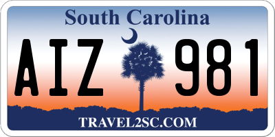 SC license plate AIZ981