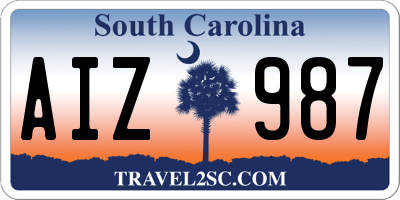 SC license plate AIZ987