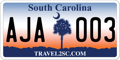 SC license plate AJA003