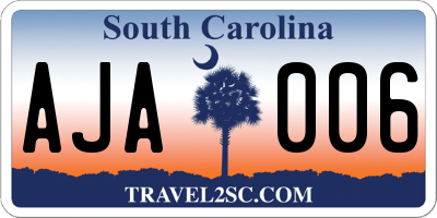 SC license plate AJA006