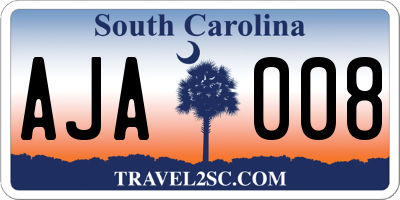 SC license plate AJA008