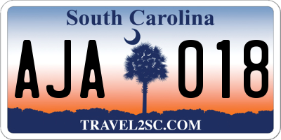 SC license plate AJA018