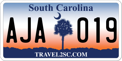 SC license plate AJA019