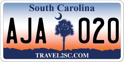 SC license plate AJA020