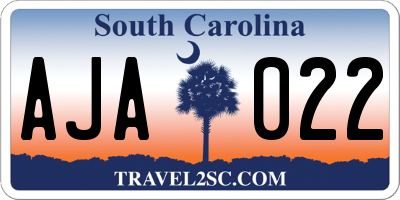 SC license plate AJA022