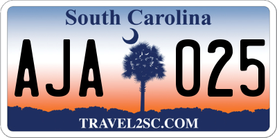 SC license plate AJA025