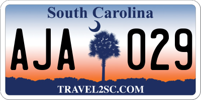 SC license plate AJA029