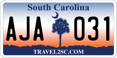 SC license plate AJA031