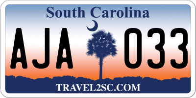 SC license plate AJA033