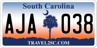 SC license plate AJA038
