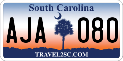 SC license plate AJA080