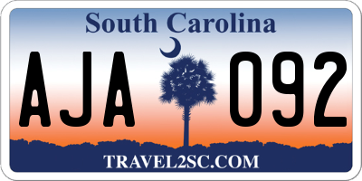 SC license plate AJA092