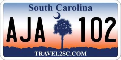 SC license plate AJA102