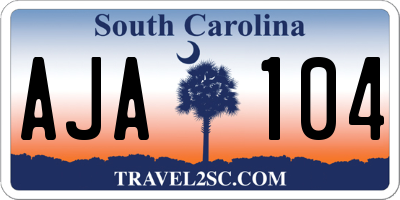 SC license plate AJA104