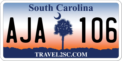 SC license plate AJA106