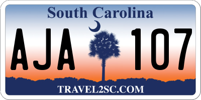 SC license plate AJA107