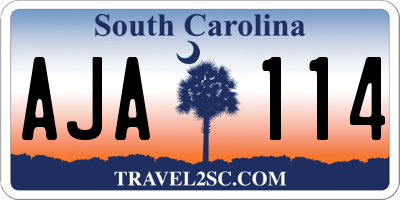 SC license plate AJA114