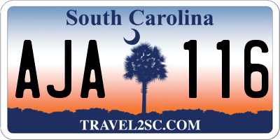 SC license plate AJA116