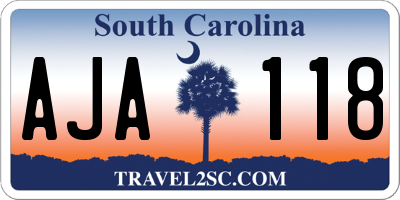 SC license plate AJA118