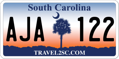 SC license plate AJA122