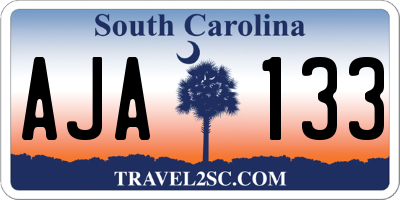 SC license plate AJA133