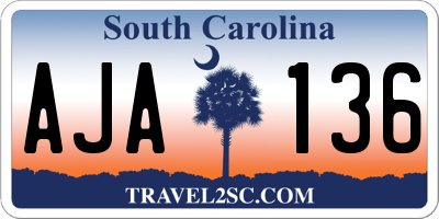 SC license plate AJA136